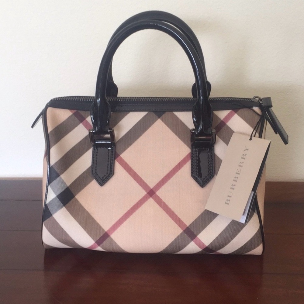 New Burberry Beige and Black Check Shoulder Bag